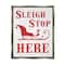 Stupell Industries Sleigh Stop Here Christmas Landing Sign Framed Floater Canvas Wall Art